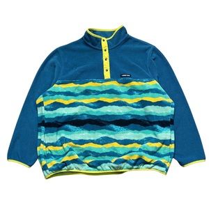 Lands End Heritage Snap Button Fleece Multi Color Print 2X